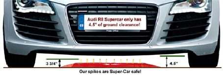 one way traffic spikes height under car